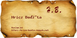 Hricz Beáta névjegykártya